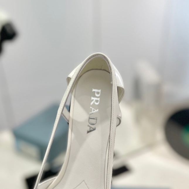 Pra Pumps 50 Square Sole White Patent Leather