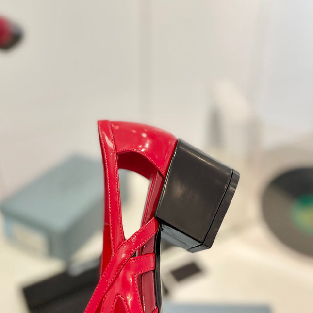 Pra Pumps 50 Square Sole Red Patent Leather