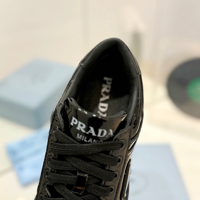 PRA DOWNTOWN PERFORATED SNEAKERS GLOSSY BLACK CALFSKIN