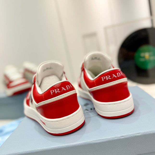 PRA DOWNTOWN PERFORATED SNEAKERS WHITE AND RED CALFSKIN