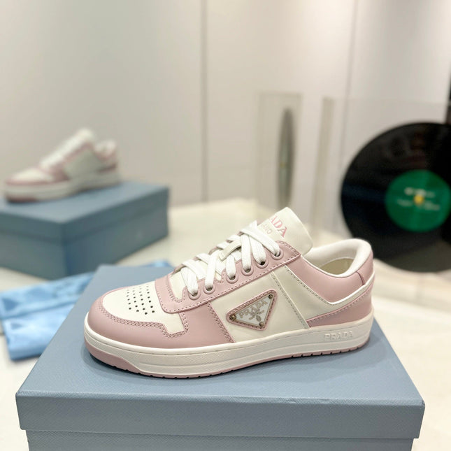 PRA DOWNTOWN PERFORATED SNEAKERS WHITE AND BLUSH CALFSKIN