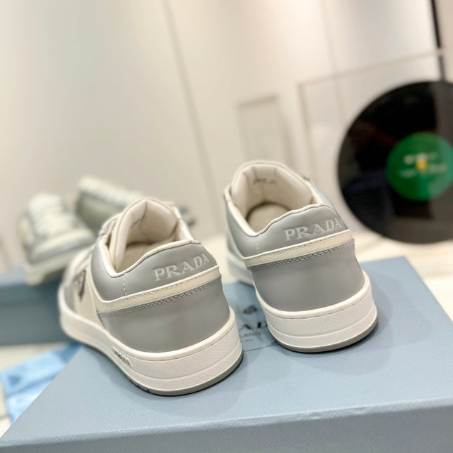 PRA DOWNTOWN PERFORATED SNEAKERS WHITE AND GRAY CALFSKIN