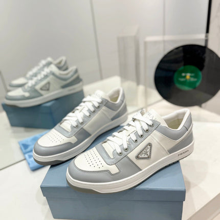 PRA DOWNTOWN PERFORATED SNEAKERS WHITE AND GRAY CALFSKIN