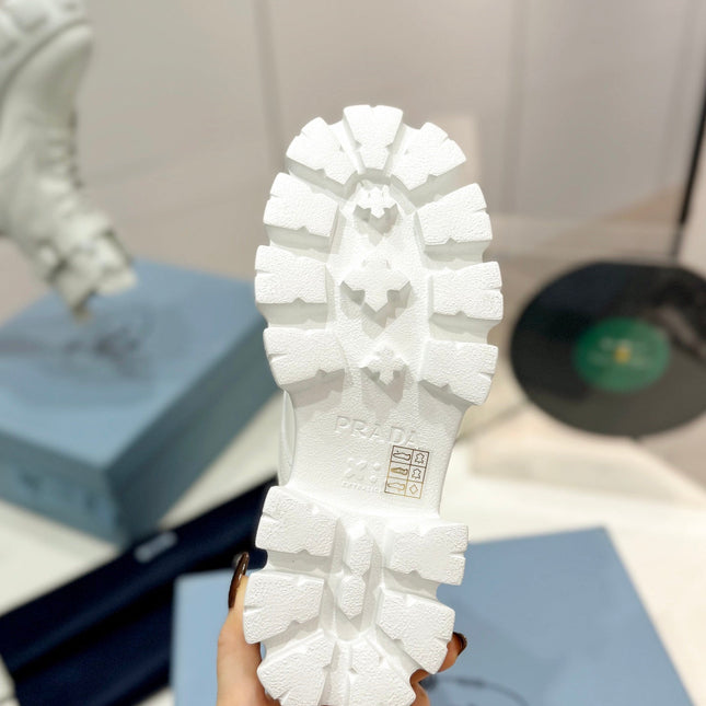 PRA MONOLITH BRUSHED AND RE-NYLON BOOTS WITH POUCH WHITE CALFSKIN