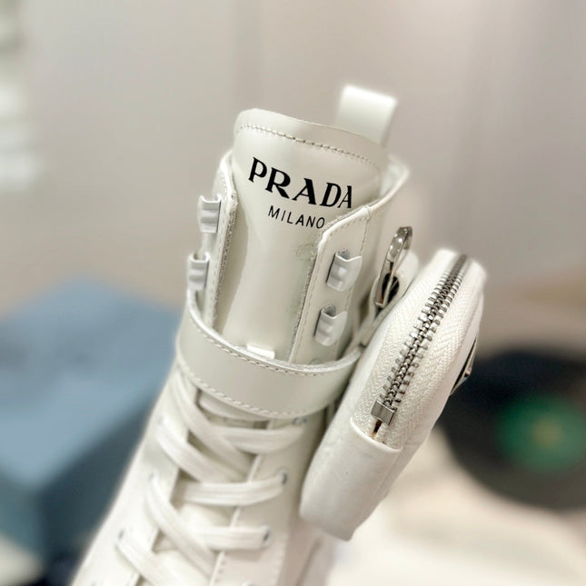 PRA MONOLITH BRUSHED AND RE-NYLON BOOTS WITH POUCH WHITE CALFSKIN