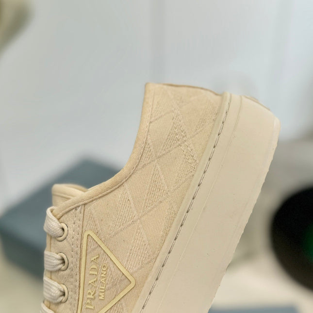PRA PRINTED COTTON SNEAKERS BEIGE CANVAS