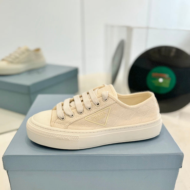 PRA PRINTED COTTON SNEAKERS BEIGE CANVAS