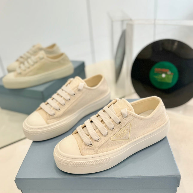 PRA PRINTED COTTON SNEAKERS BEIGE CANVAS