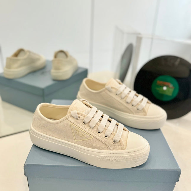 PRA PRINTED COTTON SNEAKERS BEIGE CANVAS