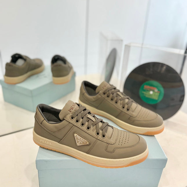 PRA DOWNTOWN PERFORATED SNEAKERS OLIVE CALFSKIN