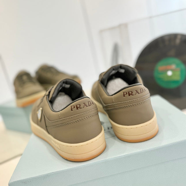 PRA DOWNTOWN PERFORATED SNEAKERS OLIVE CALFSKIN