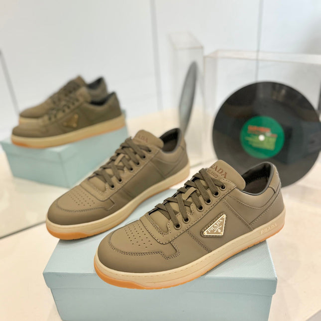 PRA DOWNTOWN PERFORATED SNEAKERS OLIVE CALFSKIN