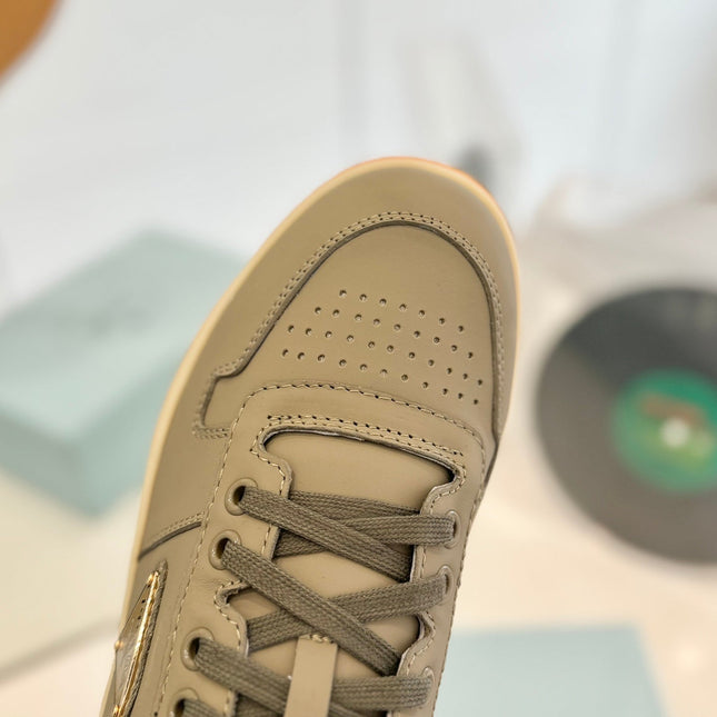 PRA DOWNTOWN PERFORATED SNEAKERS OLIVE CALFSKIN