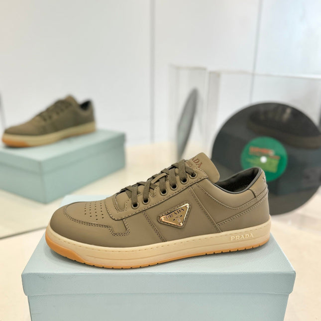PRA DOWNTOWN PERFORATED SNEAKERS OLIVE CALFSKIN