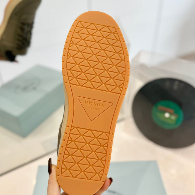 PRA DOWNTOWN PERFORATED SNEAKERS OLIVE CALFSKIN