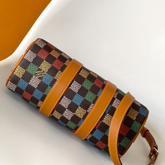 LV 25S KEEPALL BANDOULIÈRE BAG 25 IN MULTIPLE LV VERT DAMIER EBENE CANVAS