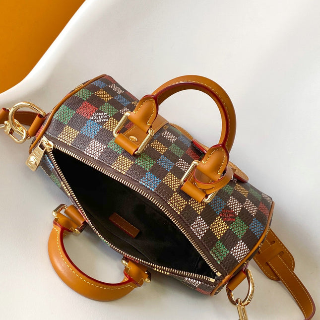 LV 25S KEEPALL BANDOULIÈRE BAG 25 IN MULTIPLE LV VERT DAMIER EBENE CANVAS