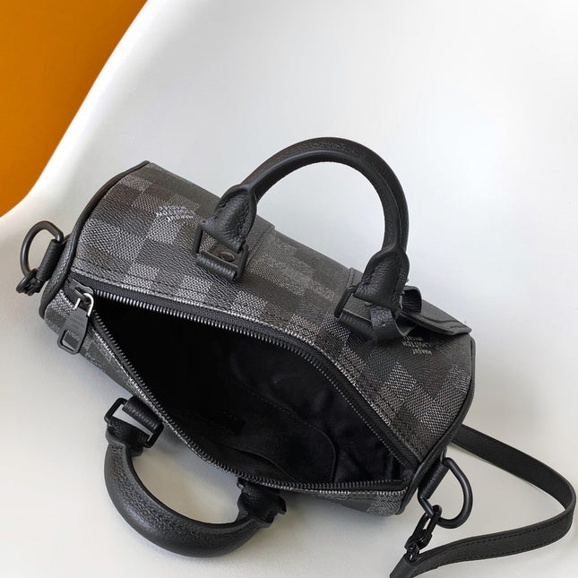 LV 25S KEEPALL BANDOULIÈRE 25 BAG IN DAMOFLAGE BLACK CALFSKIN