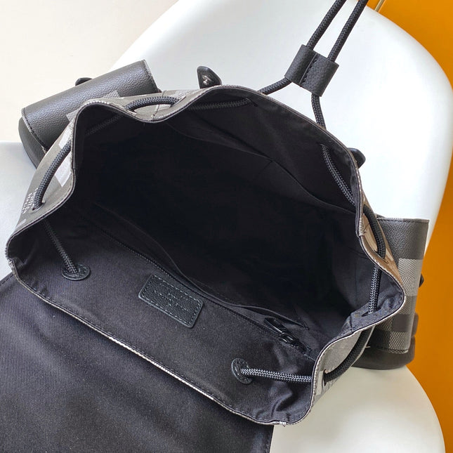 LV 25S CHRISTOPHER BACKPACK 47 IN DAMOFLAGE BLACK CALFSKIN