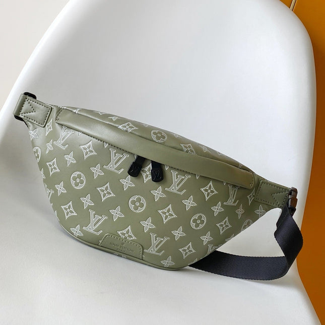 LV 25S DISCOVERY BUMBAG 44 IN OLIVE GREEN MONOGRAM CALFSKIN AND CANVAS