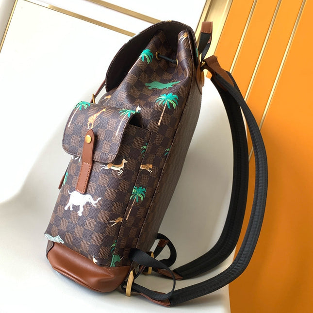 LV 25S CHRISTOPHER BACKPACK 48 IN DARK BROWN CALFSKIN GOLD HARDWARE