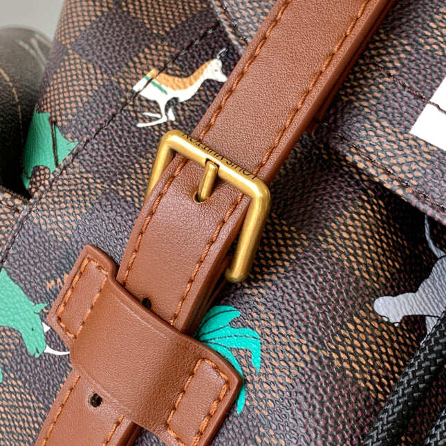 LV 25S CHRISTOPHER BACKPACK 48 IN DARK BROWN CALFSKIN GOLD HARDWARE