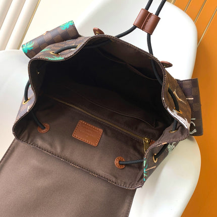 LV 25S CHRISTOPHER BACKPACK 48 IN DARK BROWN CALFSKIN GOLD HARDWARE