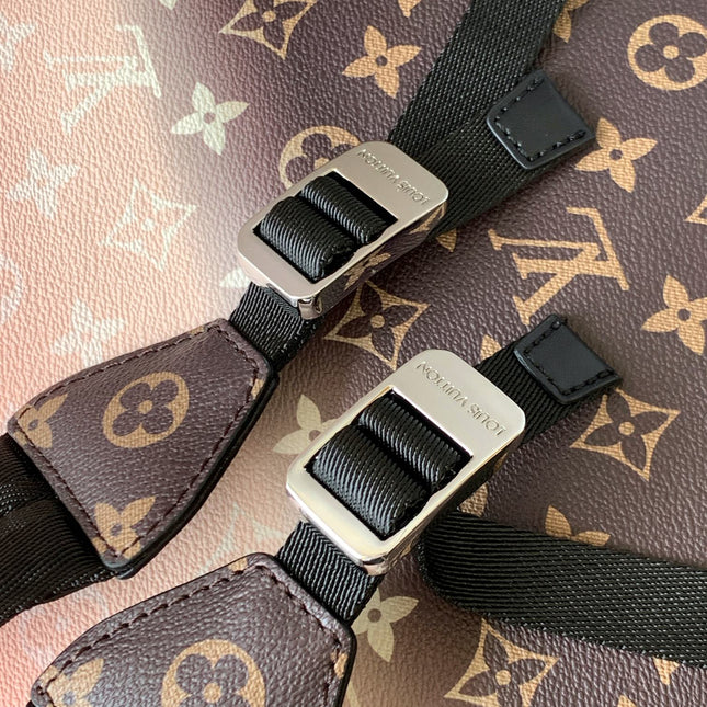 LV 25S CHRISTOPHER BACKPACK 48 IN CORAL RED AND BROWN CALFSKIN