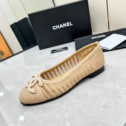 BALLET FLAT 10 MM IN BEIGE RAFFIA