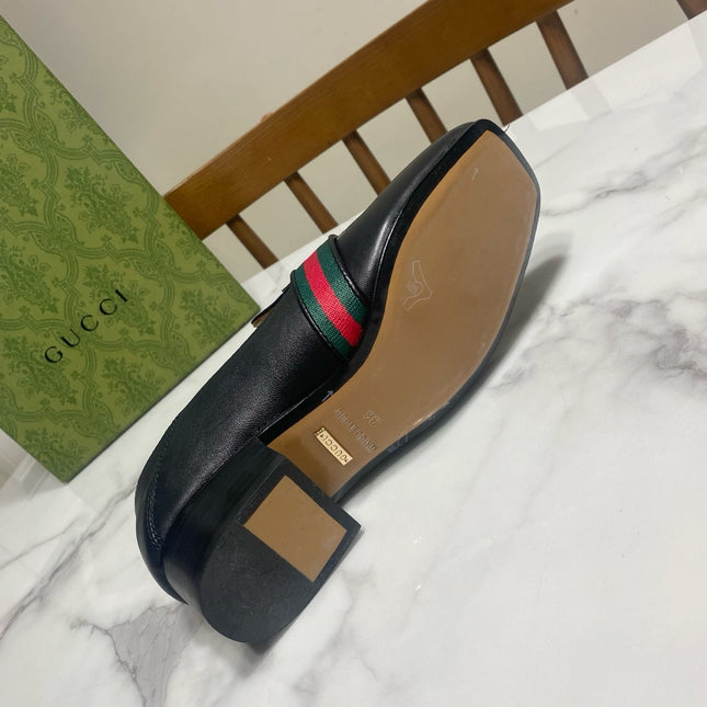 GG LOAFER 35 CM IN BLACK CALFSKIN GOLD HARDWARE