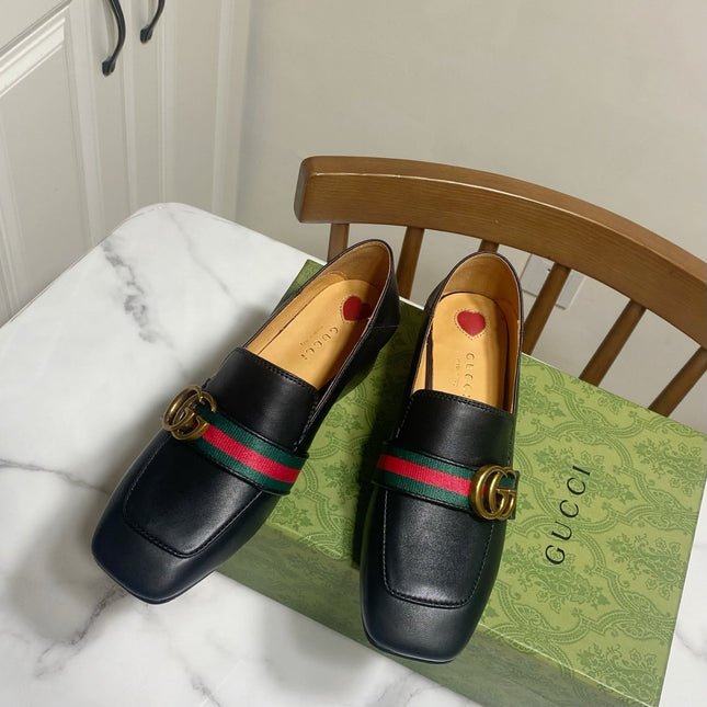 GG LOAFER 35 CM IN BLACK CALFSKIN GOLD HARDWARE