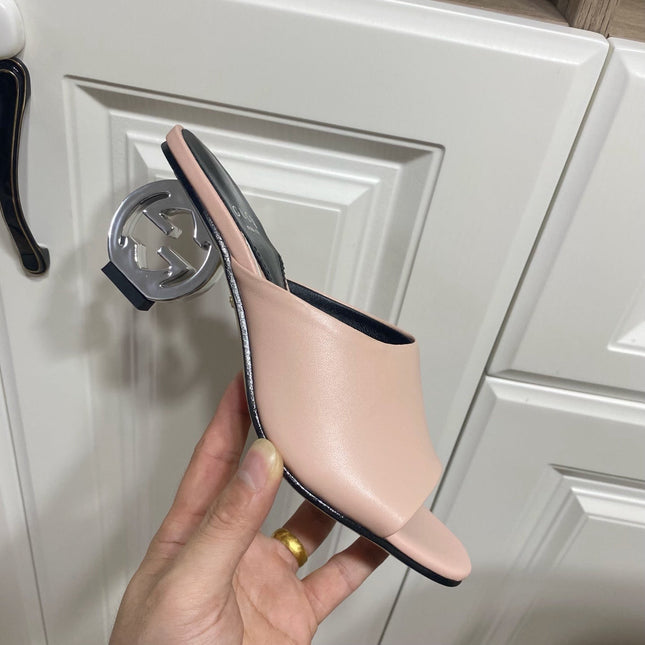 GG SILVER METAL HEEL 65 IN PINK CALFSKIN