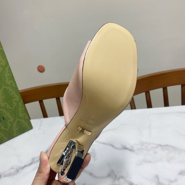 GG SILVER METAL HEEL 65 IN PINK CALFSKIN