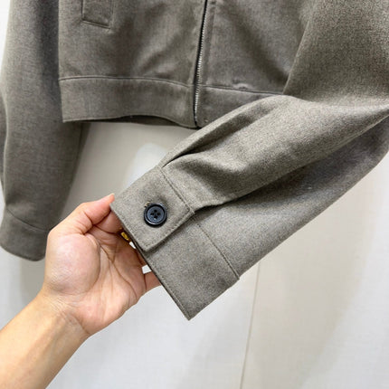 MIUMIU CONTRAST-FABRIC COLLAR JACKET STYLE 38