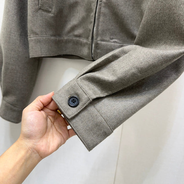 MIUMIU CONTRAST-FABRIC COLLAR JACKET STYLE 38