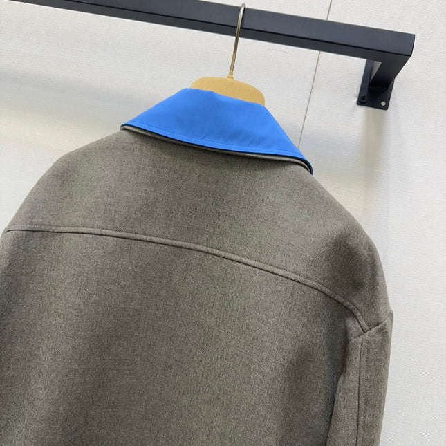 MIUMIU CONTRAST-FABRIC COLLAR JACKET STYLE 38