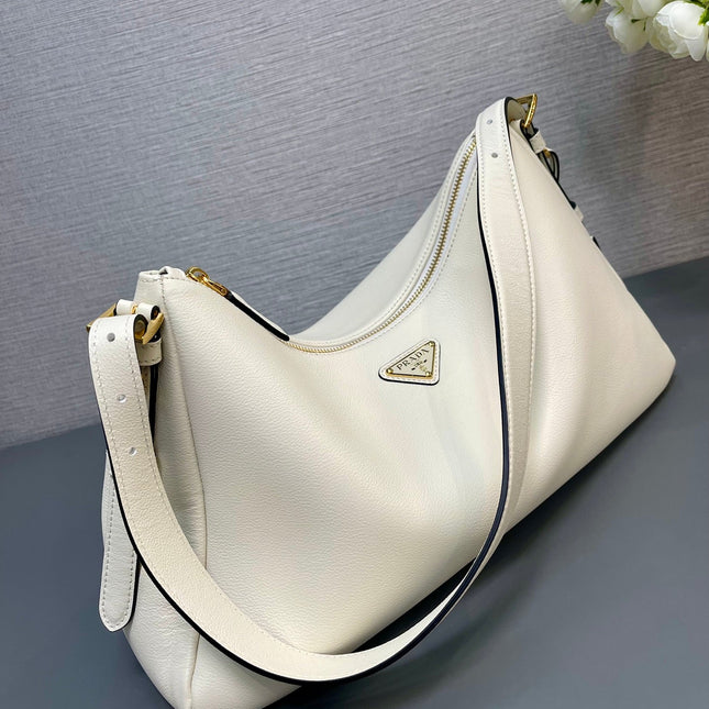 LARGE HOBO BAG 39 IN WHITE SOFT LAMBSKIN