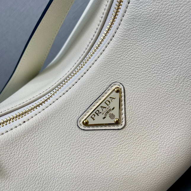 LARGE HOBO BAG 39 IN WHITE SOFT LAMBSKIN