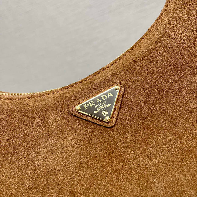 HOBO BAG 23 IN RUSSET BROWN SUEDE GOLD CHAIN