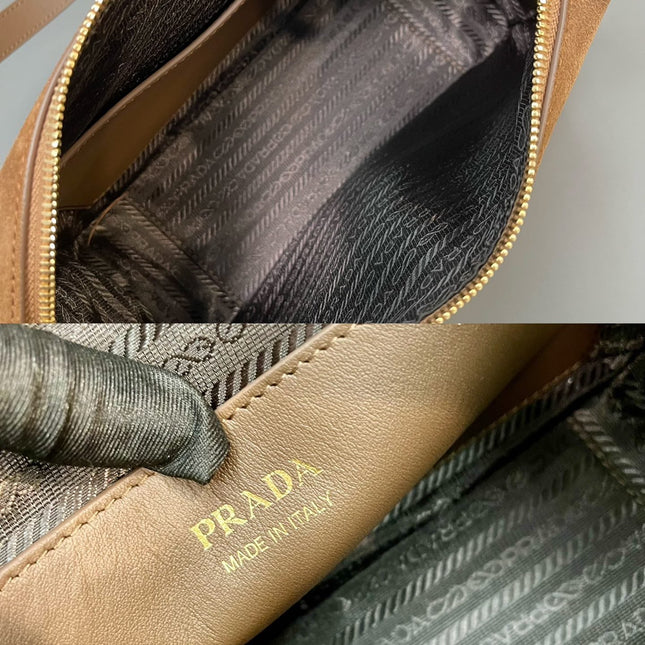 BOWLING BAG 25 IN ASH BROWN SUEDE AND CALFSKIN TRIM GOLD LOGO