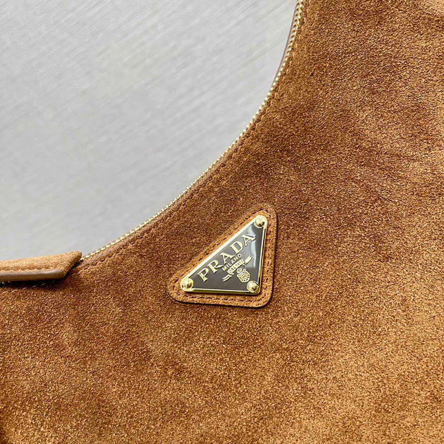 MOON HANDBAG 22 IN RUSSET BROWN SUEDE