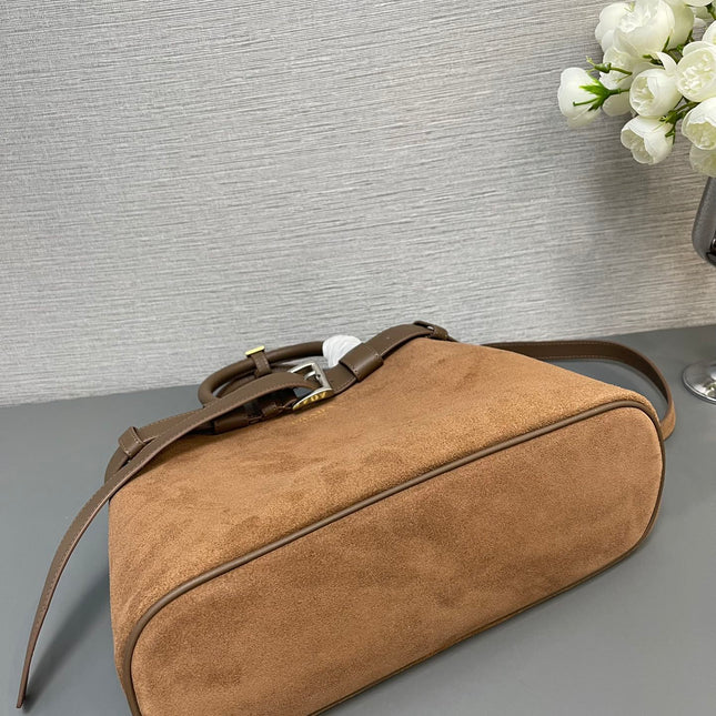 SMALL TOTE BAG WITH BELT 32 IN RUSSET BROWN SUEDE