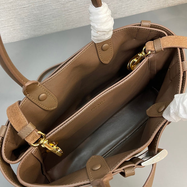 SMALL TOTE BAG WITH BELT 32 IN RUSSET BROWN SUEDE