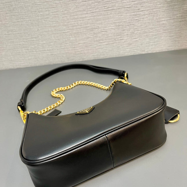 HOBO BAG 23 IN BLACK SMOOTH NAPPA LAMBSKIN GOLD HARDWARE