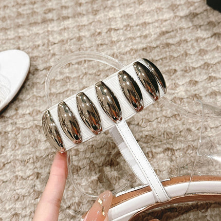ALAIA HIGH SANDAL IN WHITE CALFSKN AND FILM WITH CRYSTAL