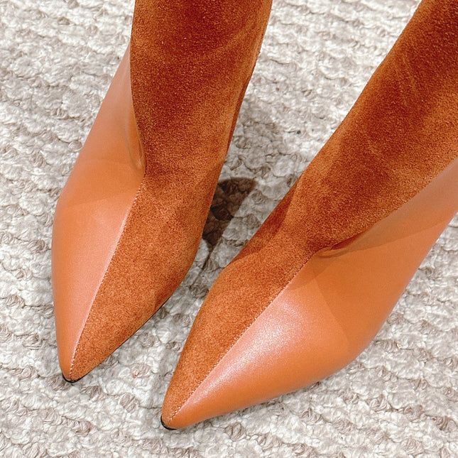 HILONA 6 CM ANKLE BOOTS IN BRONZE BROWN CALFSKIN AND SUEDE