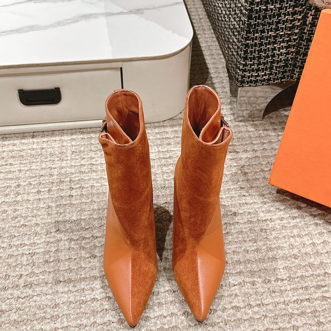 HILONA 6 CM ANKLE BOOTS IN BRONZE BROWN CALFSKIN AND SUEDE