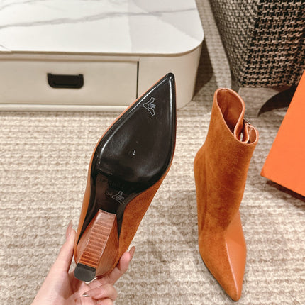 HILONA 6 CM ANKLE BOOTS IN BRONZE BROWN CALFSKIN AND SUEDE