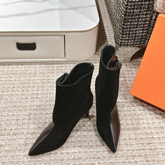 HILONA 6 CM ANKLE BOOTS IN BLACK CALFSKIN AND SUEDE