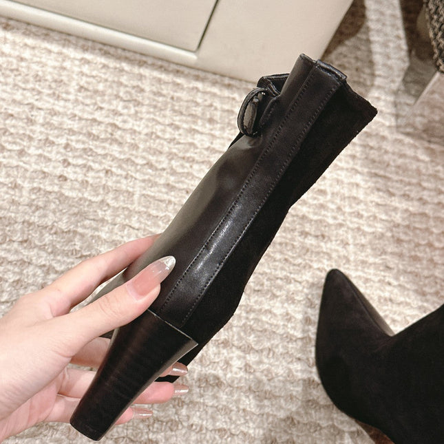 HILONA 6 CM ANKLE BOOTS IN BLACK CALFSKIN AND SUEDE